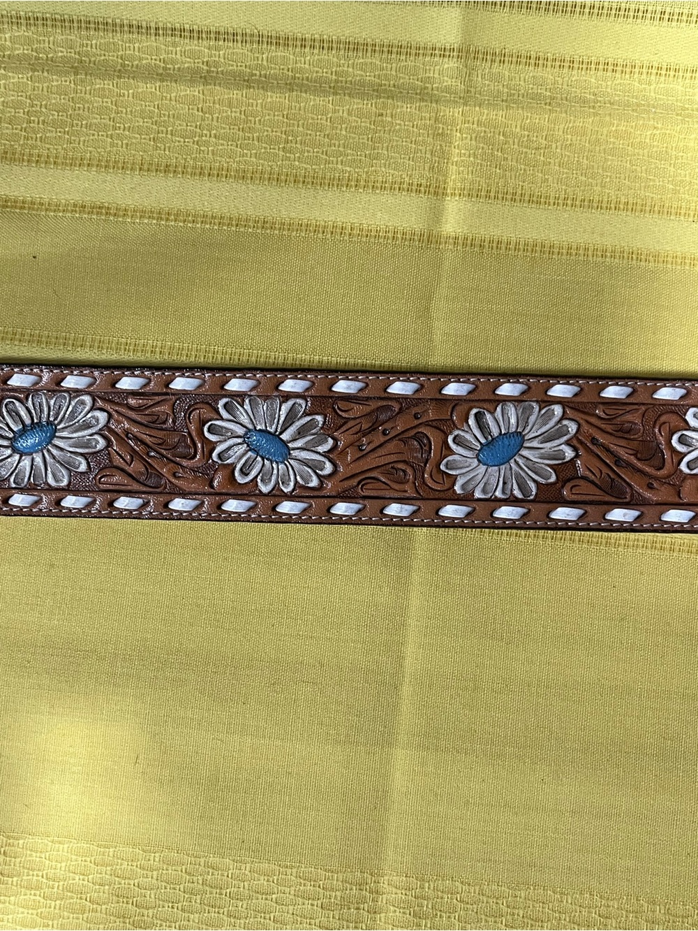 Vintage 1980s NOCONA Kona Kut Leather Western Belt Size 44 & Trophy Belt Buckle - Picture 3 of 12